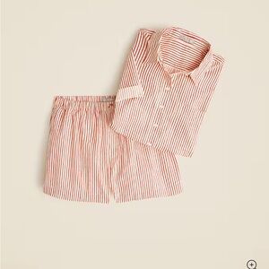 J.Crew Cotton poplin striped short set in stripe NWT